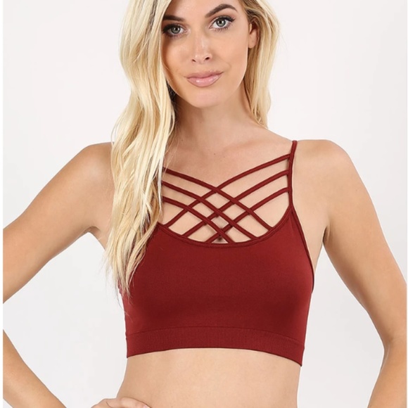 Zenana Outfitters Other - Zenana Outfitters Triple Criss-Cross Bralette Rust